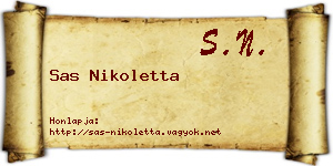 Sas Nikoletta névjegykártya
